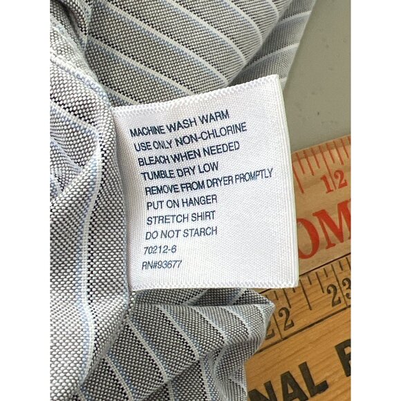 Stafford Essentials Oxford Size 18 Shirt Striped Button Front Long Sleeve Career - Picture 5 of 6